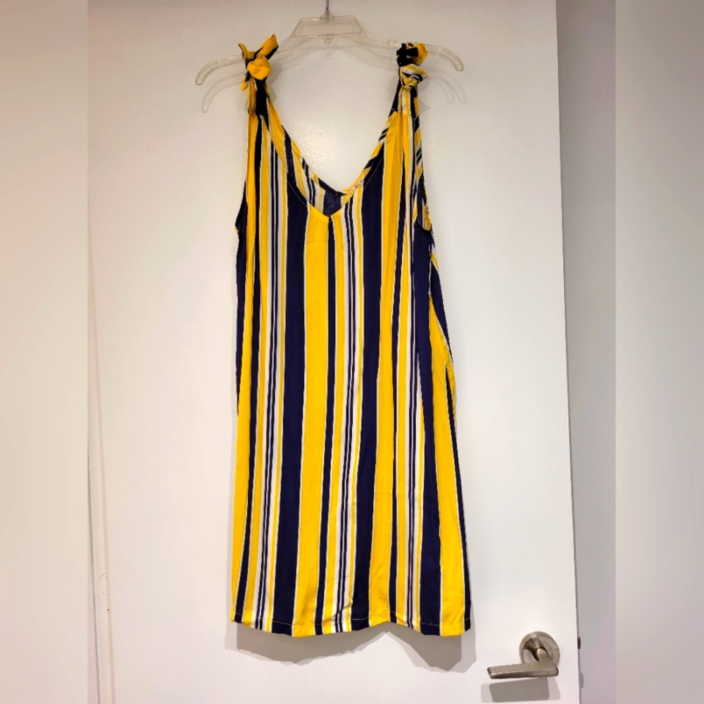 Navy/Yellow/White striped summer dress